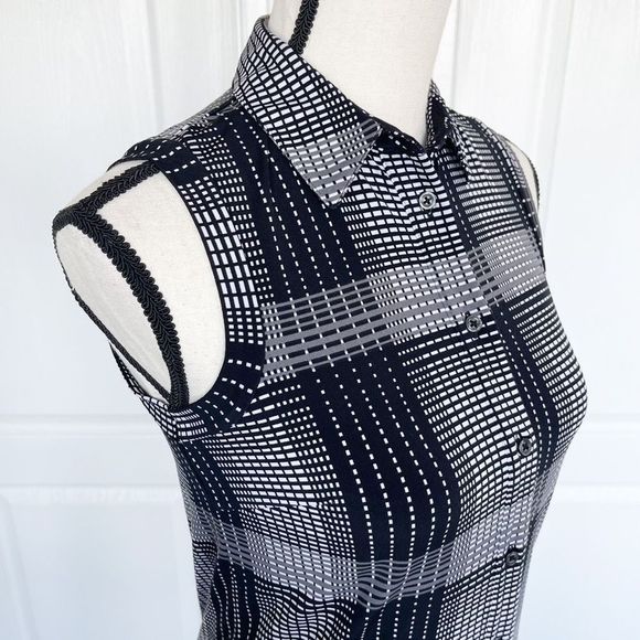 Brooks Brothers XSP Extra Small Petite Black White Grey Contrast Collared Checke - Picture 6 of 9
